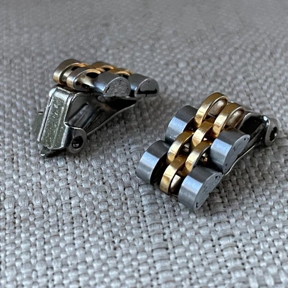 Women Vintage Earrings silver/Gold Tone Band Link Stud Fashion Ear Jewelry - Picture 2 of 8